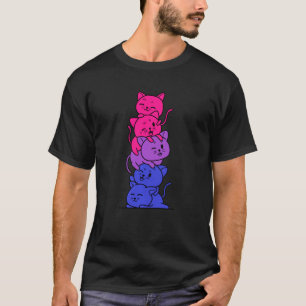 Cat Stack Bisexual Pride Bi Flag Lgbt Cute Kitten  T-Shirt