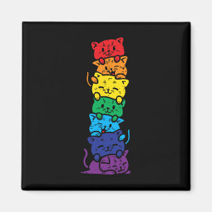 Cat Stack Rainbow Gay Pride Cute Lgbt Animal Pet L Magnet