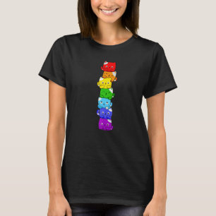 Cat Stack Rainbow Gay Pride Cute Lgbt Animal Pet T-Shirt