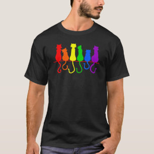 Cat Stack Rainbow Gay Pride  LGB Animal Pet T-Shirt