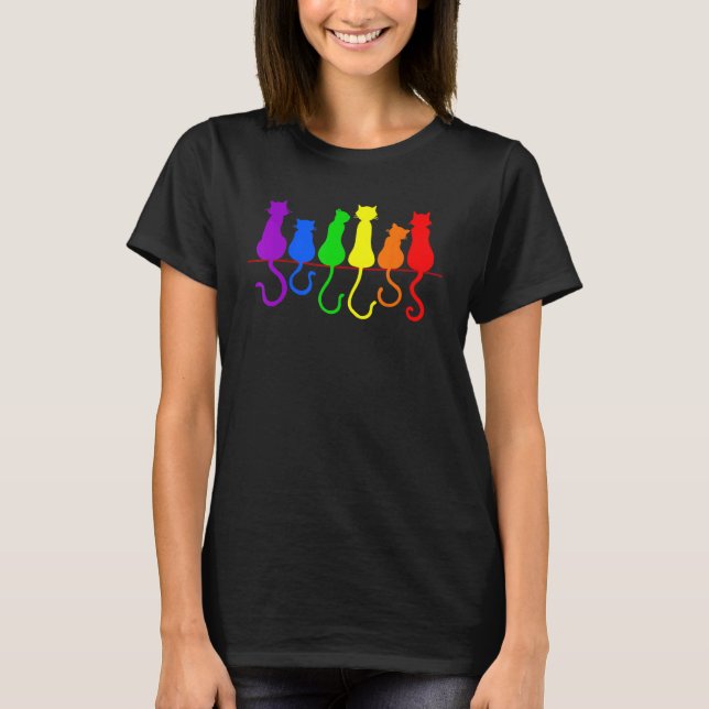 Cat Stack Rainbow Gay Pride  Lgbt Animal Pet  1 T-Shirt (Front)