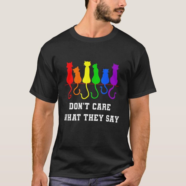 Cat Stack Rainbow Gay Pride  Lgbt Animal Pet  2 T-Shirt (Front)