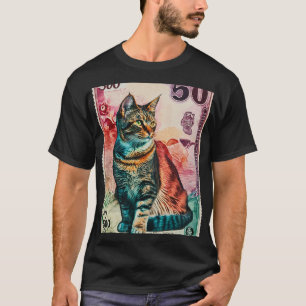 Cat stamps banknote with a denomination of 50 cat T-Shirt
