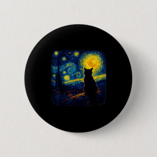 Cat Starry Funny Night Cat Lover Van Gogh Cat Mom  6 Cm Round Badge
