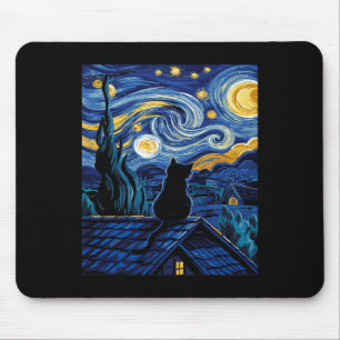 Cat Starry Night Van Gogh Cat Art Lover Funny Cat Mouse Mat