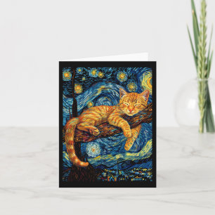 Cat Starry Night Van Gogh Cat For Cat Lover Cat Mo Card