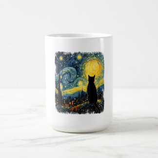 Cat Starry Night Van Gogh Cat for Cat Lover Cat Mo Coffee Mug