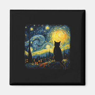 Cat Starry Night Van Gogh Cat For Cat Lover Cat Mo Magnet