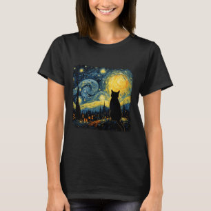 Cat Starry Night Van Gogh Cat For Cat Lover Cat Mo T-Shirt