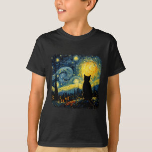 Cat Starry Night Van Gogh Cat For Cat Lover Cat Mo T-Shirt