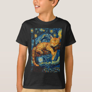 Cat Starry Night Van Gogh Cat For Cat Lover Cat Mo T-Shirt