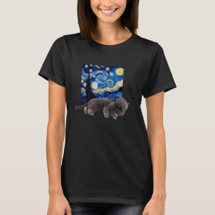 Cat Starry Night Van Gogh Cat For Cat Lover Cat Mo T-Shirt