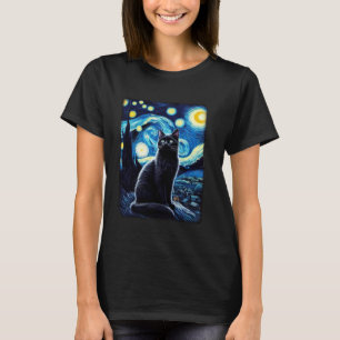 Cat starry night van gogh cat for cat lover Gift T-Shirt