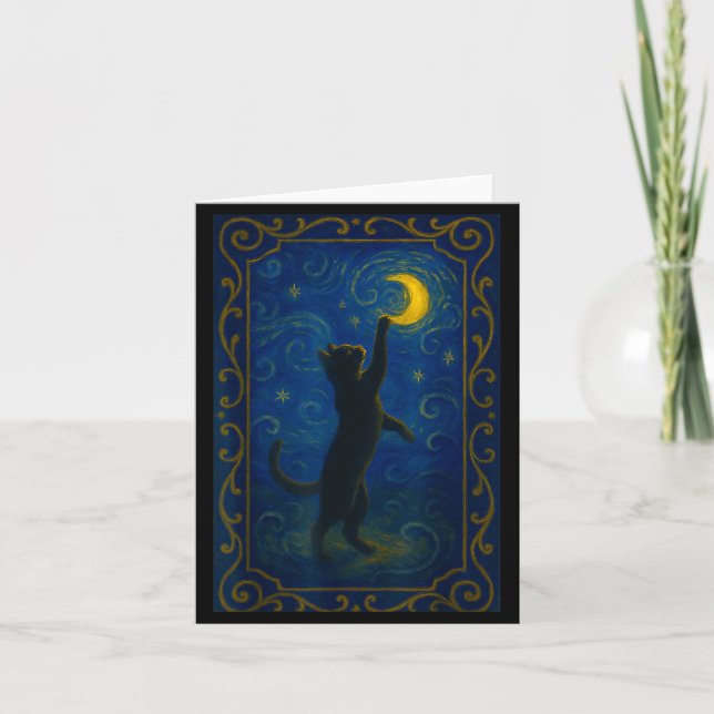 Cat Starry Night Van Gogh Cat Funny Cat Lover Mom  Card (Front)