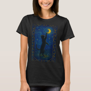Cat Starry Night Van Gogh Cat Funny Cat Lover Mom T-Shirt