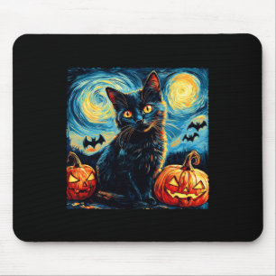 Cat Starry Night Van Gogh Cat Lover Pumpkins Bats Mouse Mat