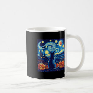 Cat Starry Night Van Gogh Cat Lovers Bats Pumpkins Coffee Mug