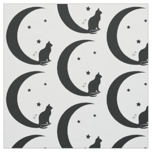 Cat, Stars, and Moon Fabric