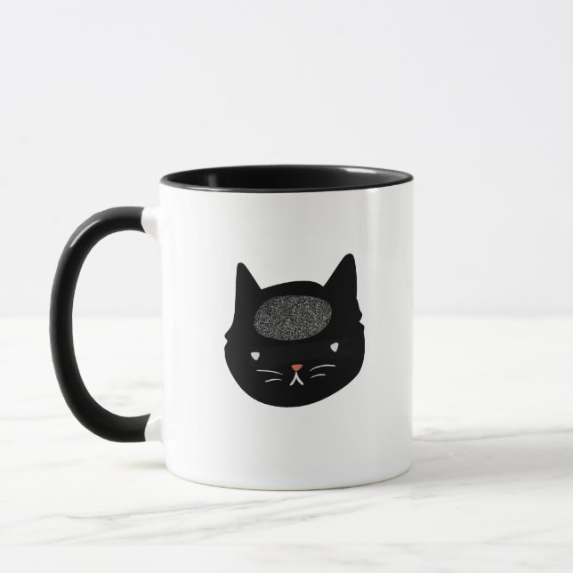 Cat Static Brain Sticker Mug (Left)