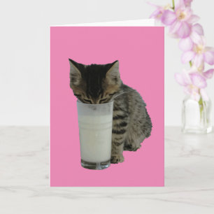 Cat Stealing Milk From A Glass Card