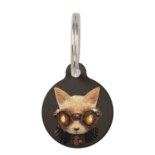 Cat Steampunk Gothic Retro Kitty Portrait Pet Tag
