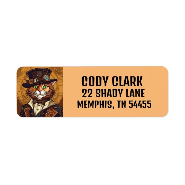 CAT STEAMPUNK Return Address Labels (Front)