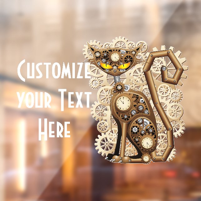 Cat Steampunk Vintage Retro Style Machine  Window Cling (Sheet 2)