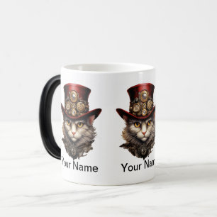 Cat Steampunk with red top hat Magic Mug