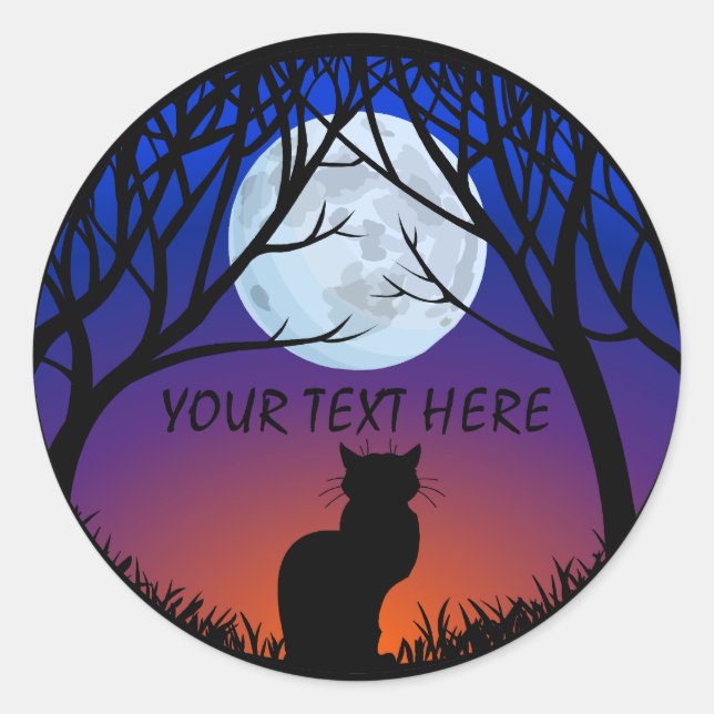 Cat Stickers Personalised Black Cat Stickers (Front)