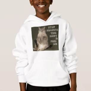 Cat STOP READING SHIRT & FEED ME Kids Hoodie