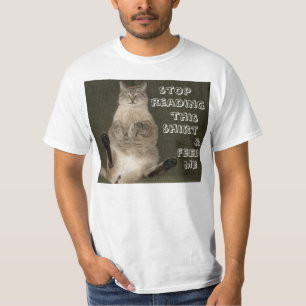 Cat "STOP READING SHIRT & FEED ME" Mens Value Tee
