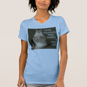 Cat "STOP READING SHIRT & FEED ME" Womens Tank Top