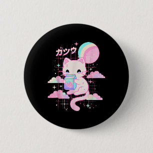 Cat Strawberry Milk Anime 90s Japanese Cat Japan  6 Cm Round Badge