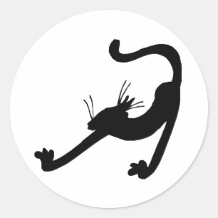 Cat Stretch Silhouette Classic Round Sticker