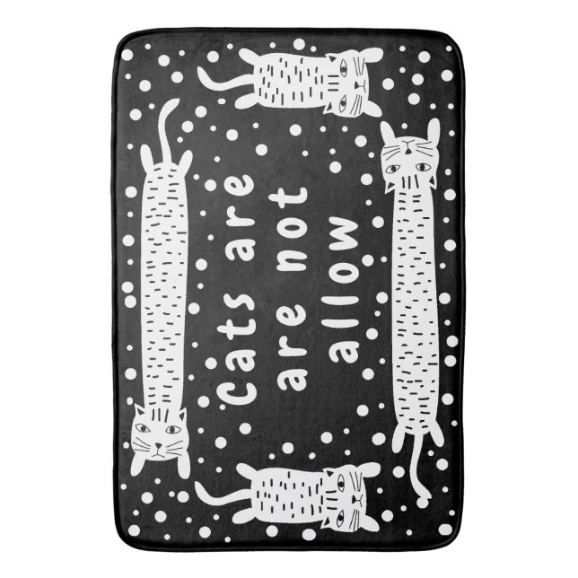 Cat Stretching Black Bath Mat (Front Vertical)