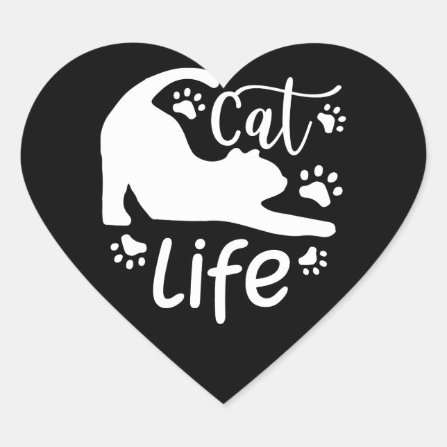 Cat Stretching Life Paws Envelope closure Square S Heart Sticker (Front)