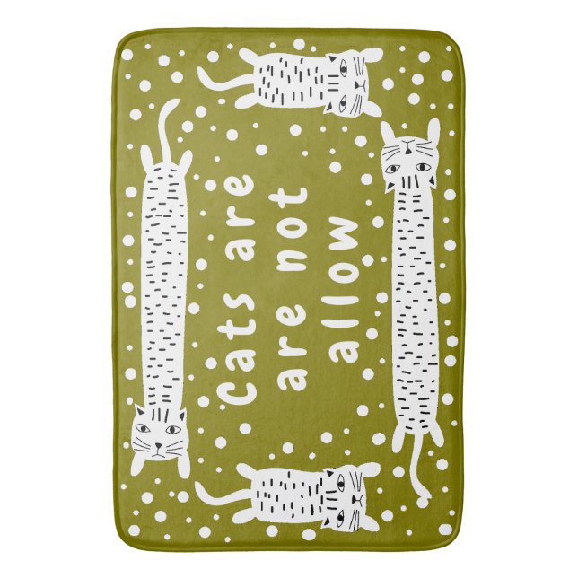 Cat Stretching Olive Bath Mat (Front Vertical)