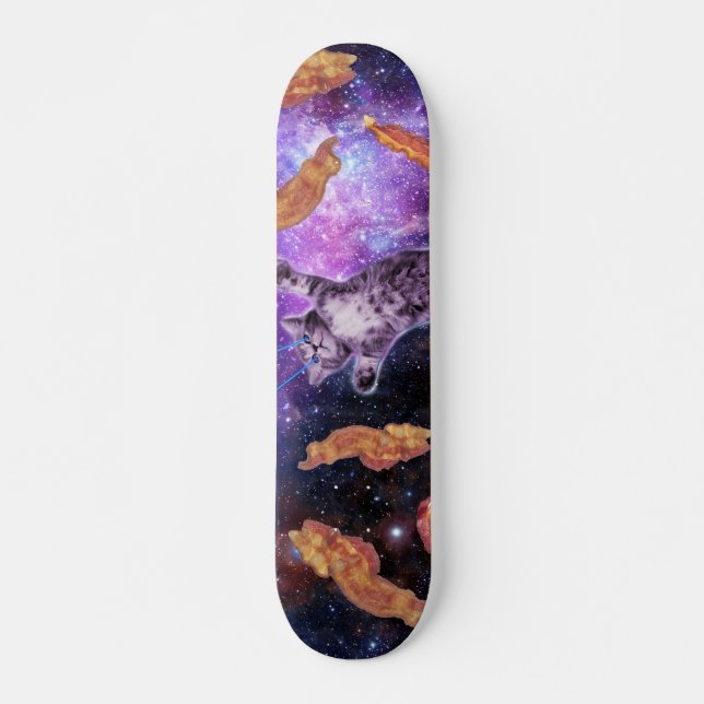 Cat struck bacon with laser eye skateboard (Front)