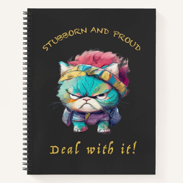 Cat Stubborn Deal With It Cute Adorable Funny  Notebook (Front)