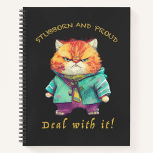 Cat Stubborn Deal With It Cute Adorable Funny Notebook