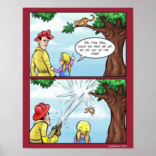 Cat Stuck In Tree Comic Poster (Front)
