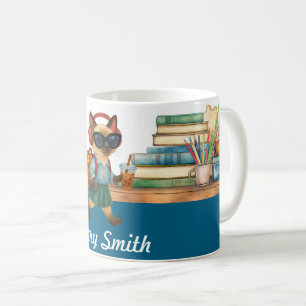 Cat Student Back to School Head phone bubble tea Coffee Mug