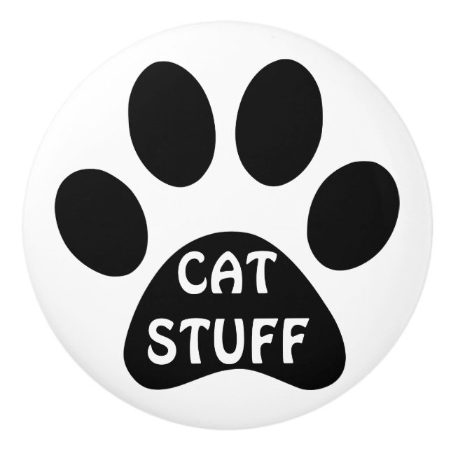 Cat Stuff pawprint Drawer or Pet Cupboard Ceramic Knob (Front)