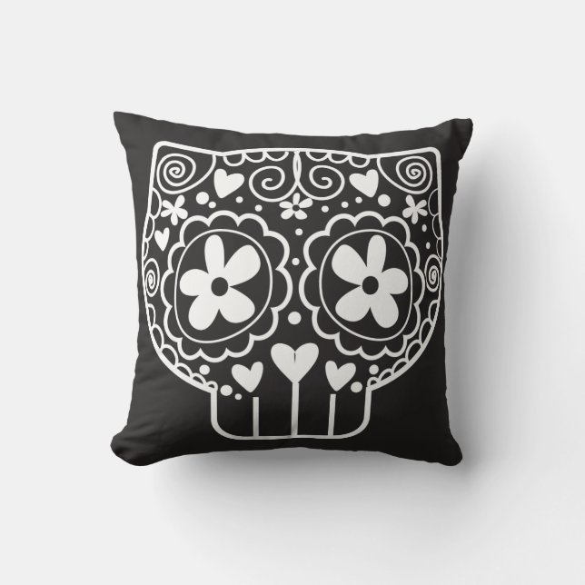 Cat Sugar Skull Cushion (Front)