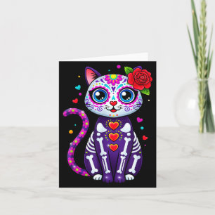 Cat Sugar Skull Cute Cat For Cat Lover Cat-m  Card