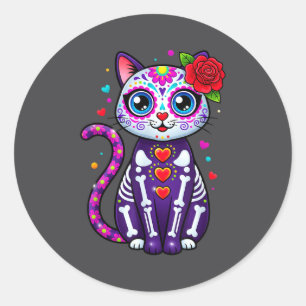 Cat Sugar Skull Cute Cat For Cat Lover Cat-m  Classic Round Sticker
