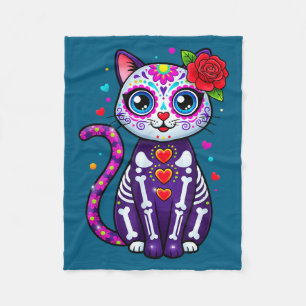 Cat Sugar Skull Cute Cat For Cat Lover Cat-m  Fleece Blanket
