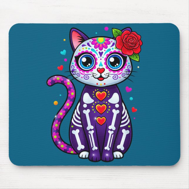 Cat Sugar Skull Cute Cat For Cat Lover Cat-m  Mouse Mat (Front)