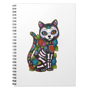 Cat Sugar Skull Mexico Calavera Dia De Los Muertos Notebook
