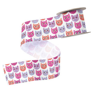 Cat Sugar Skull Satin Ribbon